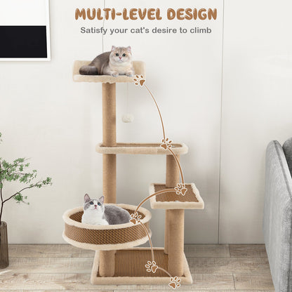 90 cm Multi-Level Cat Tree Tower Cat Tree with Scratching Posts