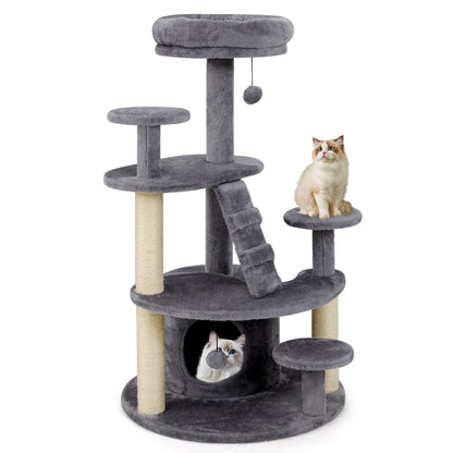 Multi-level Kitty Tower with Padded Perch and Scratching Posts-Grey