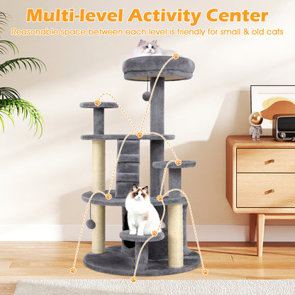 Multi-level Kitty Tower with Padded Perch and Scratching Posts-Grey