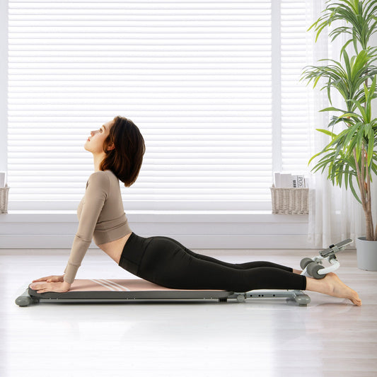 Multifunctional Sit Up Bench with 3 Gear Adjustable Angles and Length-Pink