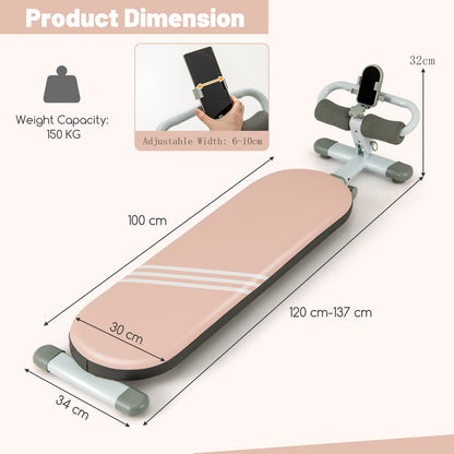 Multifunctional Sit Up Bench with 3 Gear Adjustable Angles and Length-Pink