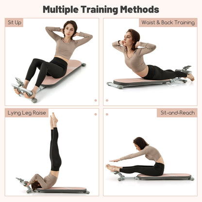 Multifunctional Sit Up Bench with 3 Gear Adjustable Angles and Length-Pink