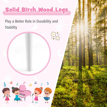 30-Key Classical Learn-to-Play Musical Instrument Toy with Music Stand and Solid Wood Legs-White