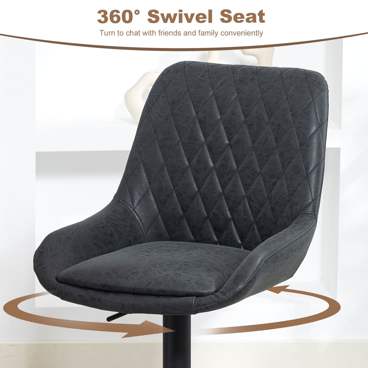 HOMCOM Set of Two Faux Leather Retro Bar Stools - Black