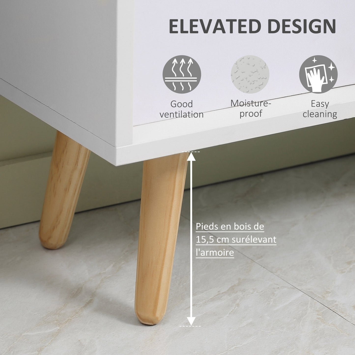 HOMCOM Freestanding 4 Cube Unit Cabinet Unit w/ 3 Fabric Drawers Handles Home Office Storage Shelves