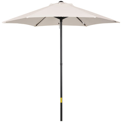 Outsunny 2m Garden Parasol Umbrella, Outdoor Sun Shade with 6 Sturdy Ribs for Balcony, Bench, Garden, Cream White