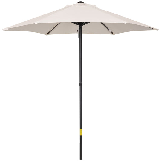 Outsunny 2m Garden Parasol Umbrella, Outdoor Sun Shade with 6 Sturdy Ribs for Balcony, Bench, Garden, Cream White