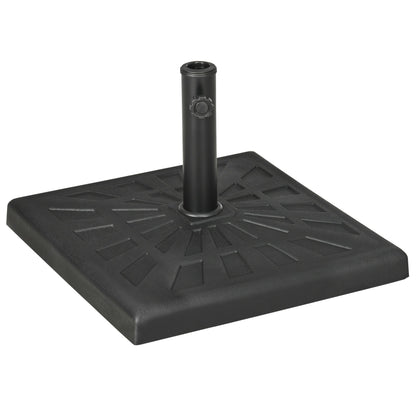Outsunny 19kg Resin Garden Parasol Base Holder, Square Outdoor Market Umbrella Stand Weight for Poles of â32mm, â38mm, and â48mm, Black