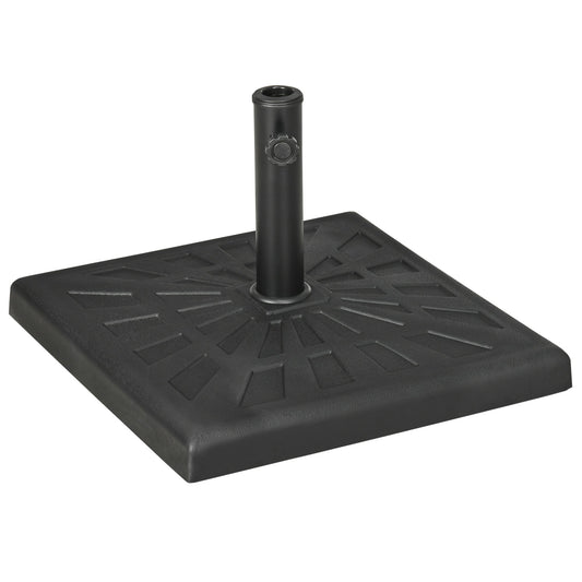 Outsunny 19kg Resin Garden Parasol Base Holder, Square Outdoor Market Umbrella Stand Weight for Poles of Î¦32mm, Î¦38mm, and Î¦48mm, Black