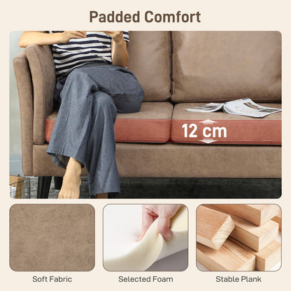 HOMCOM Two-Seater Leathaire Sofa - Light Brown