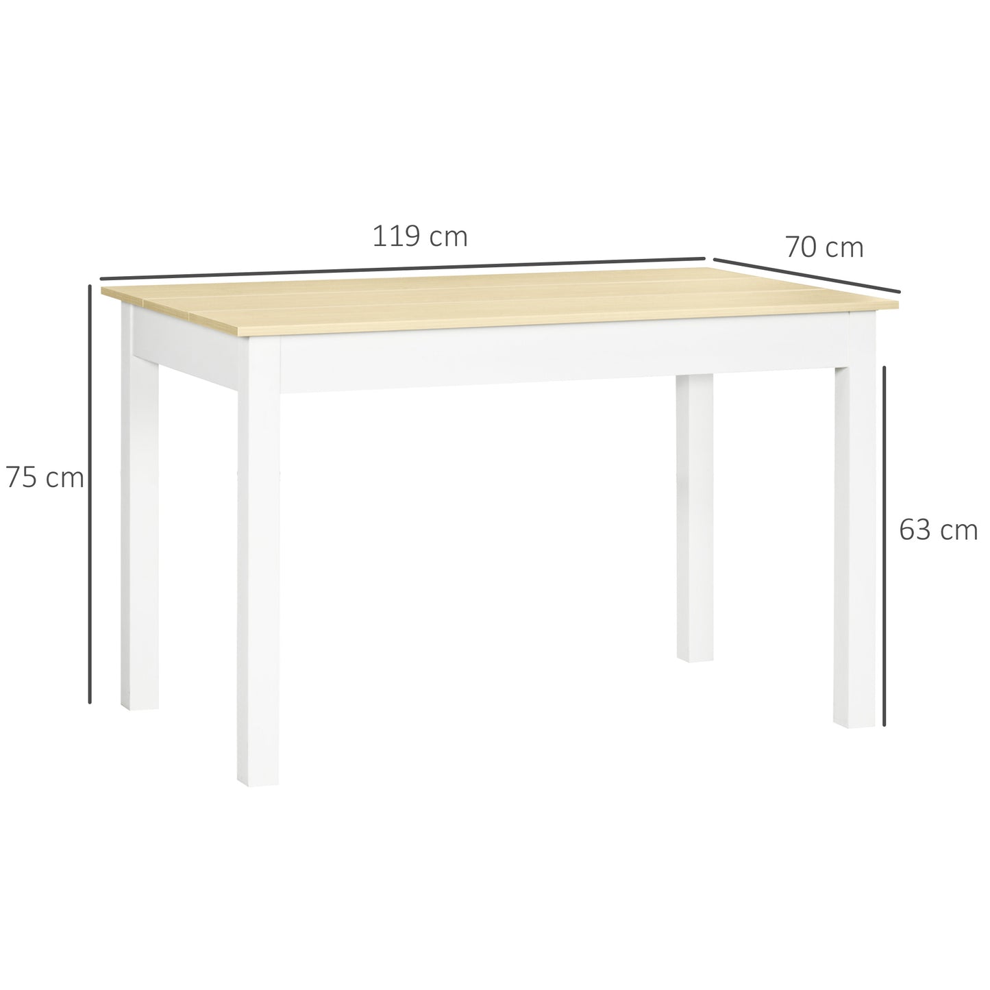 HOMCOM Dining Table for 4 to 6, Modern Kitchen Table with Wood Effect Tabletop, Thick Legs, 120cm, Oak Wood Grain