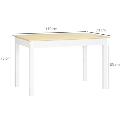 HOMCOM Dining Table for 4 to 6, Modern Kitchen Table with Wood Effect Tabletop, Thick Legs, 120cm, Oak Wood Grain
