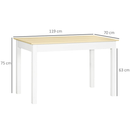 HOMCOM Dining Table for 4 to 6, Modern Kitchen Table with Wood Effect Tabletop, Thick Legs, 120L x 70W x 75Hcm, for Dining Room, Kitchen, Living Room, Oak