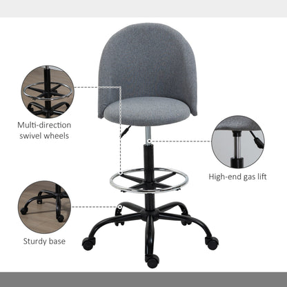 Vinsetto Ergonomic Drafting chair Adjustable Height w/ 5 Wheels Padded Seat Footrest 360° Swivel Freely Comfortable Versatile Use For Home Office