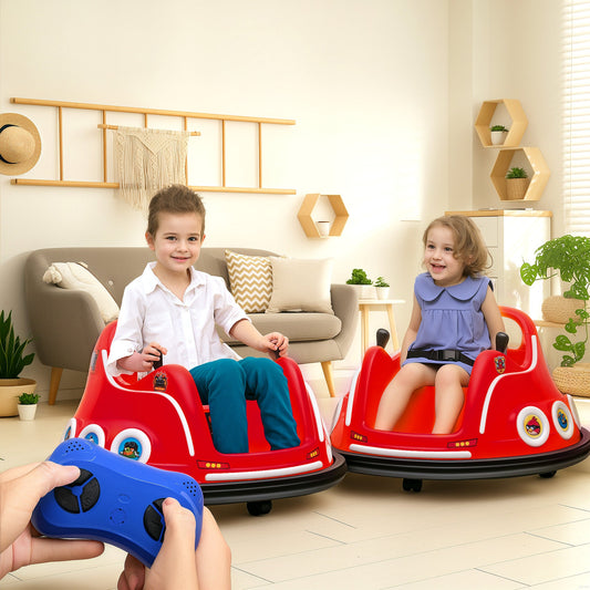 AIYAPLAY Angry Bird Licencjonowany Waltzer Car, 12 V Dziecięcy zderzak samochodowy z joystickami, pilotem, muzycznymi światłami LED - czerwony