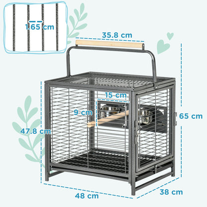 PawHut Parrot Cage, Travel Carry Pet Bird Cage, with Metal Handle