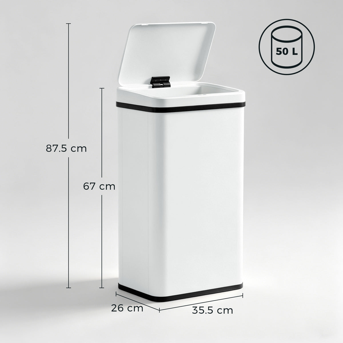 HOMCOM 50L Sensor Bin with Soft-Close Lid, Stainless Steel Automatic Touchless Motion Sensor Kitchen Bin, White