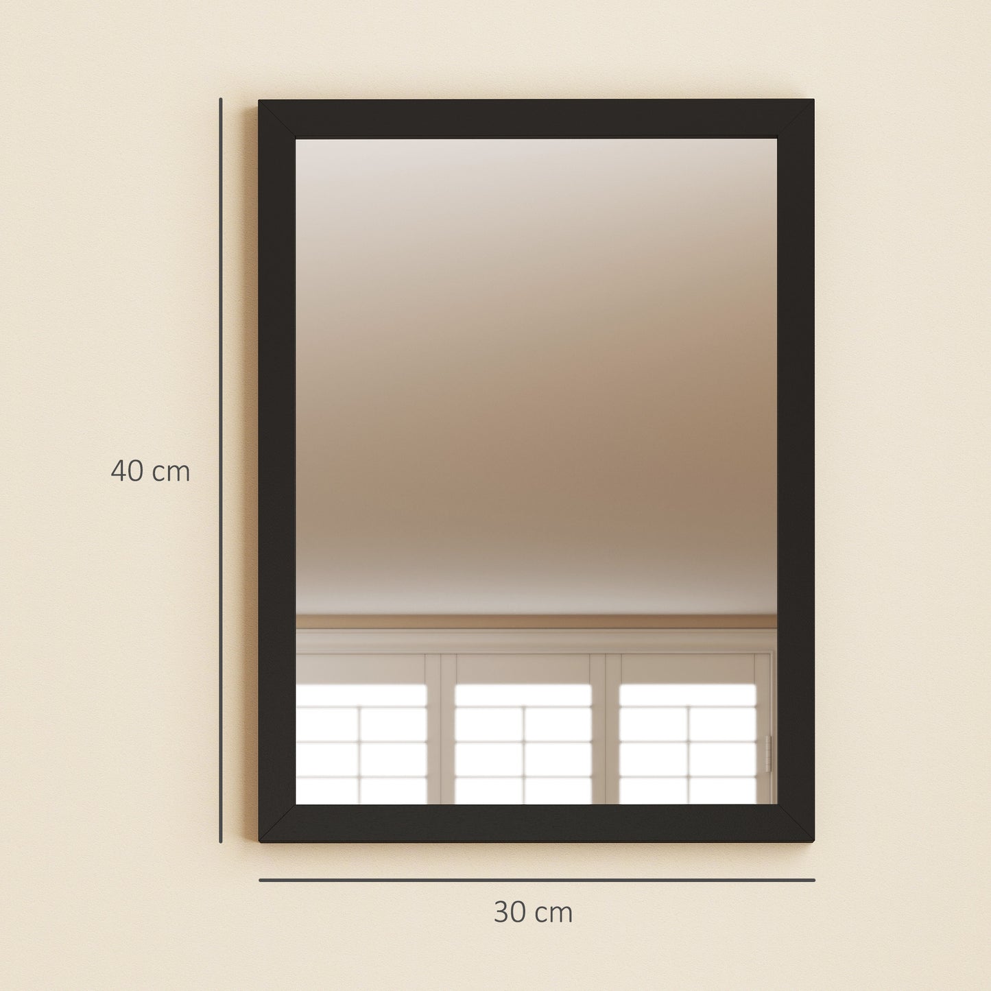 HOMCOM Wall Bathroom Mirror, 30 x 40 cm Wall-Mounted Mirror for Living Room, Bedroom, Hallway, Set of 2, Black