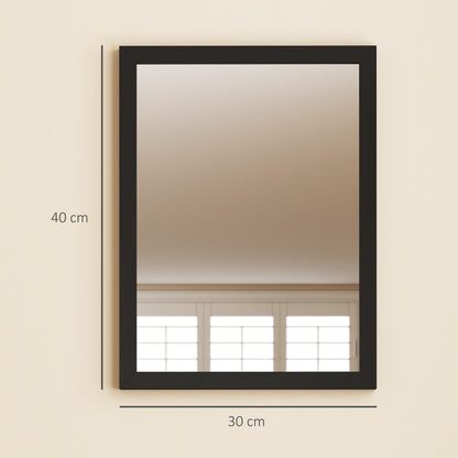 HOMCOM Wall Bathroom Mirror, 30 x 40 cm Wall-Mounted Mirror for Living Room, Bedroom, Hallway, Set of 2, Black