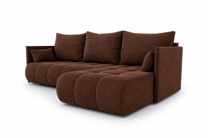 Corner Sofa Bed NESSA Chocolate brown