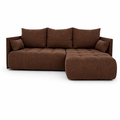 Corner Sofa Bed NESSA Chocolate brown