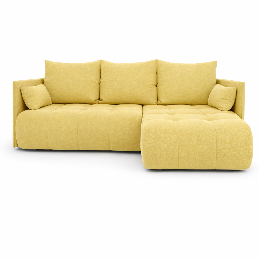Corner Sofa Bed NESSA Pastel Yellow