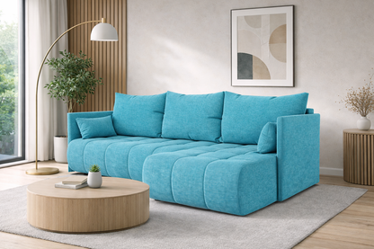 Corner Sofa Bed NESSA Turquoise