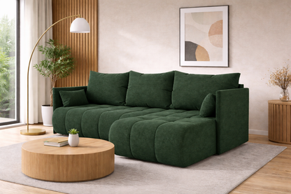 Corner Sofa Bed NESSA Deep forest green