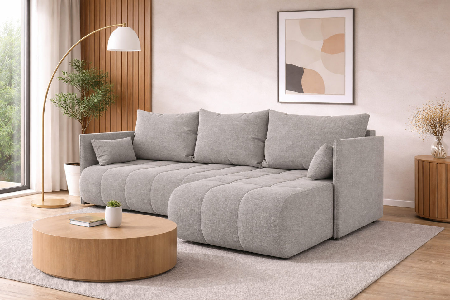 Corner Sofa Bed NESSA Light grey