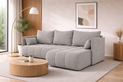 Corner Sofa Bed NESSA Light grey