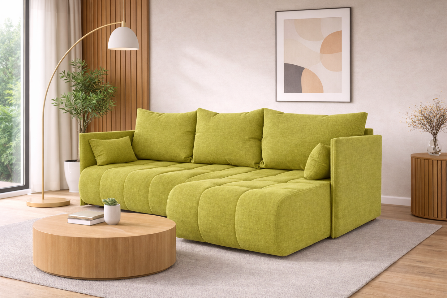 Corner Sofa Bed NESSA Olive Green