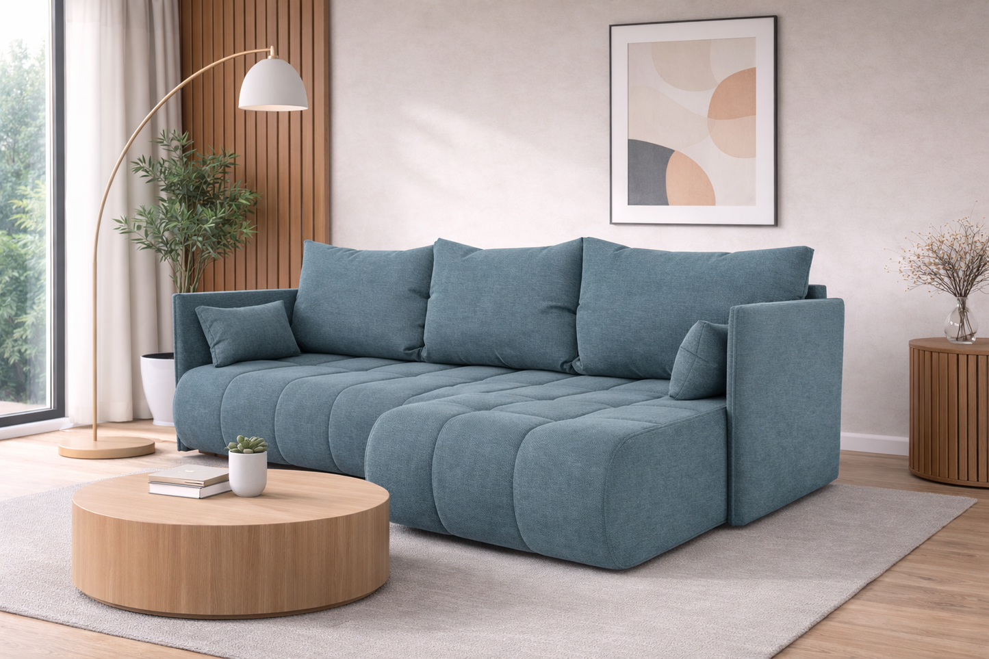 Corner Sofa Bed NESSA Dusty Blue