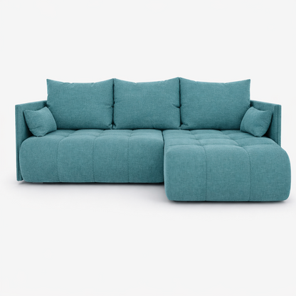 Corner Sofa Bed NESSA Teal Blue