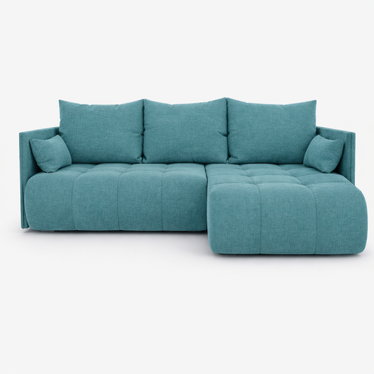 Corner Sofa Bed NESSA Teal Blue