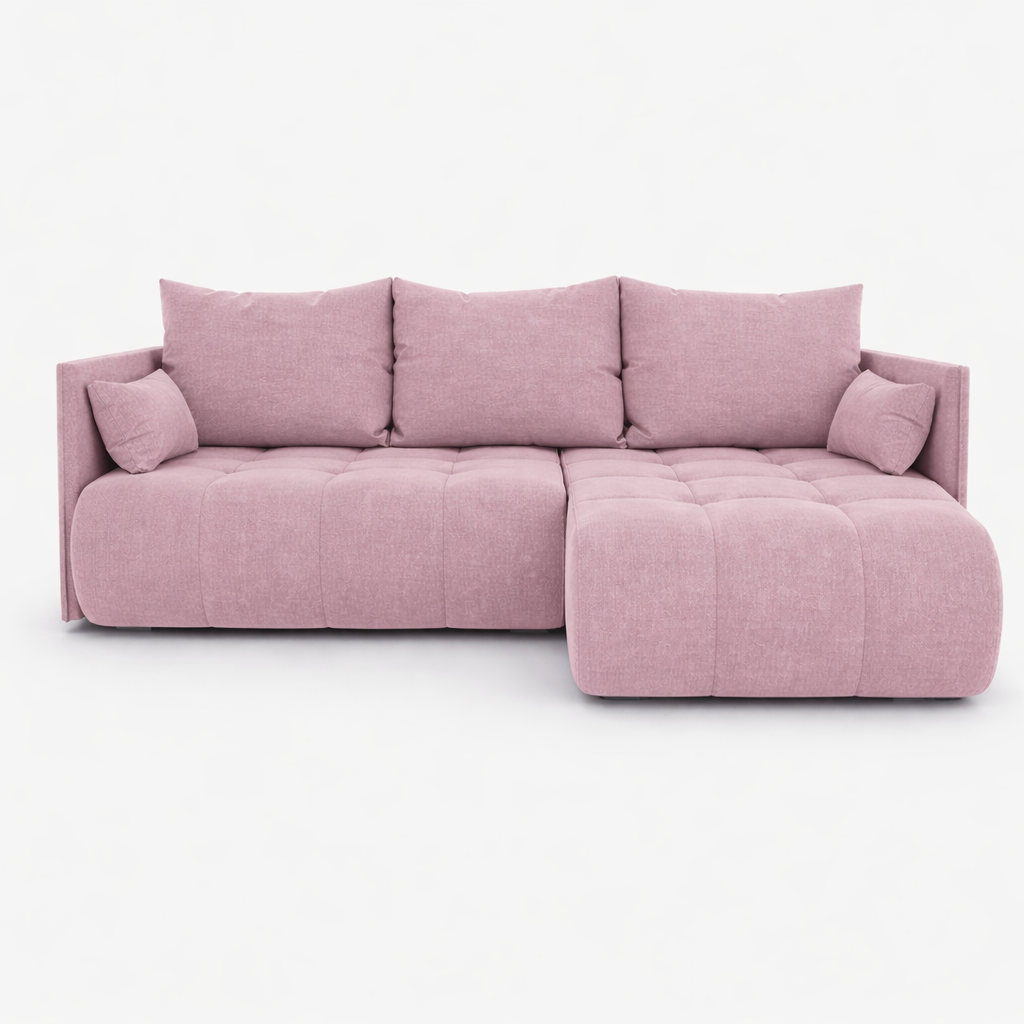 Corner Sofa Bed NESSA Dusty Pink