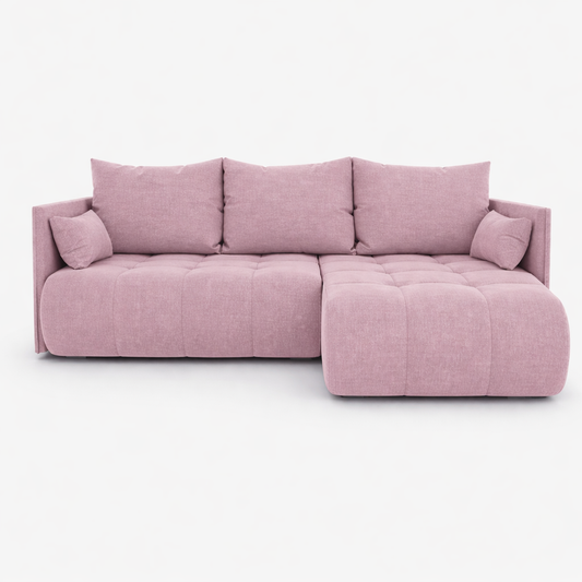Corner Sofa Bed NESSA Dusty Pink