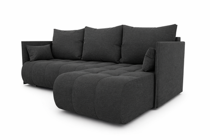 Corner Sofa Bed NESSA Dark Charcoal Grey