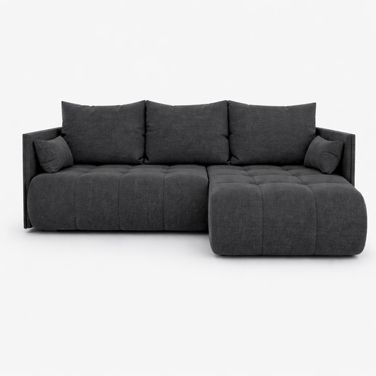 Corner Sofa Bed NESSA Dark Charcoal Grey