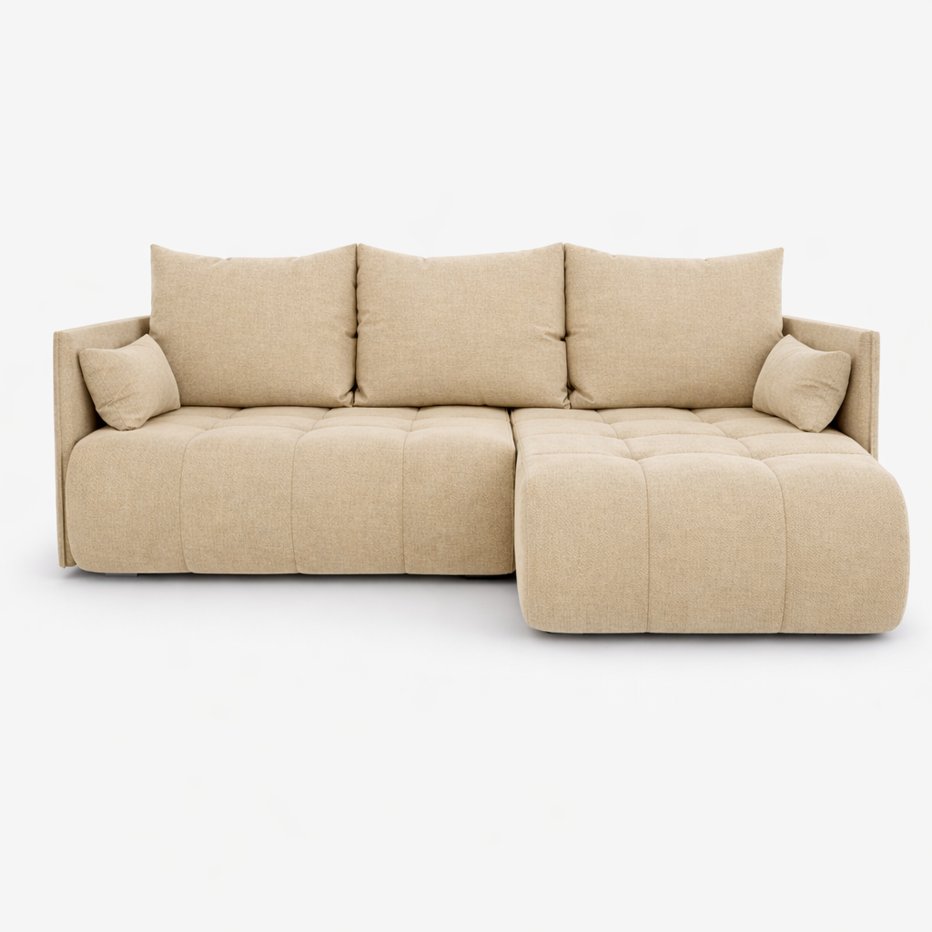 Corner Sofa Bed NESSA Warm Beige