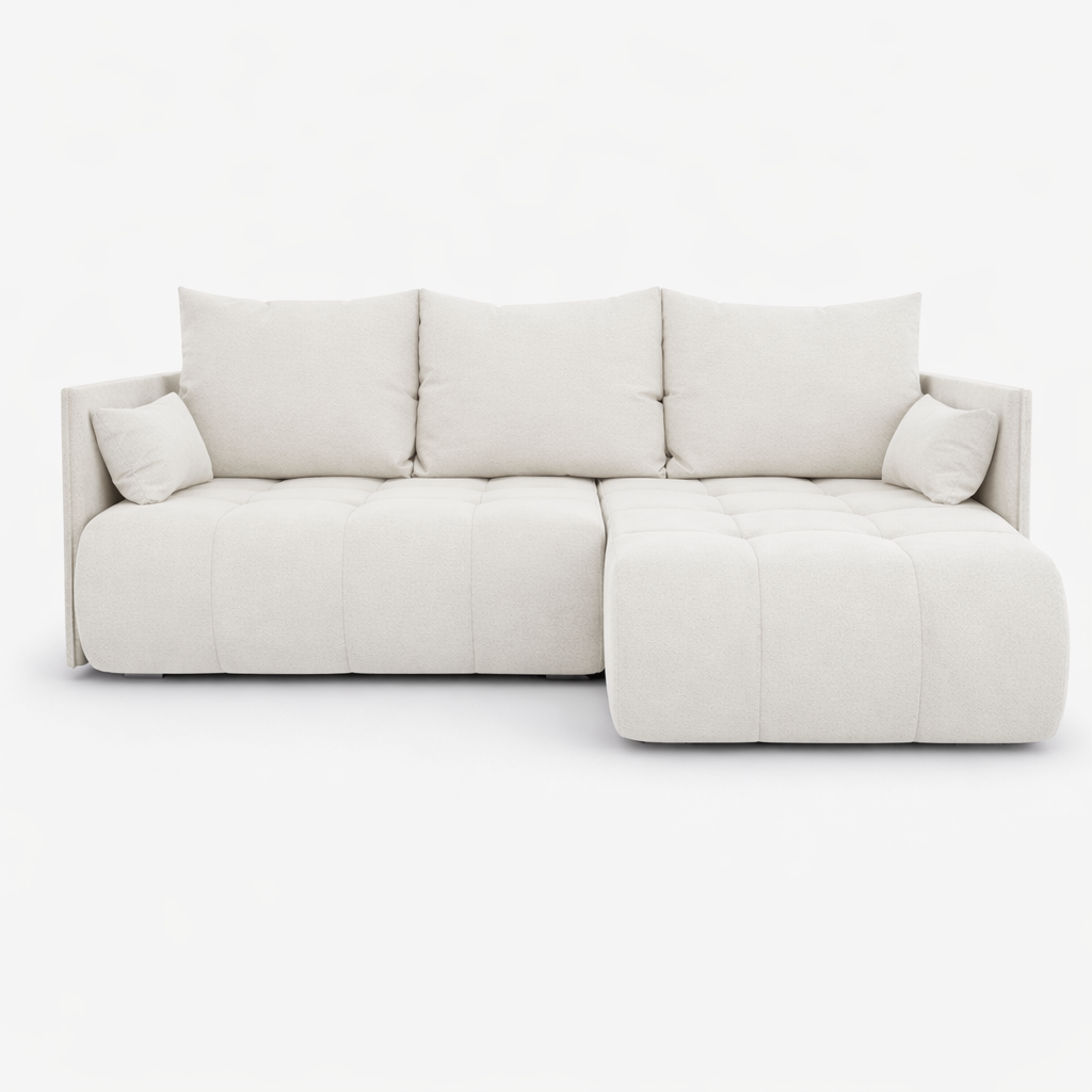 Corner Sofa Bed NESSA Soft White
