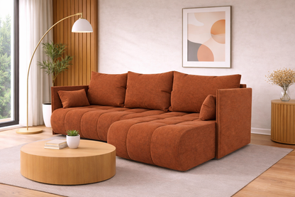 Corner Sofa Bed NESSA Burnt Orange