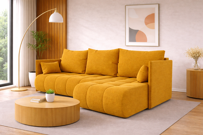 Corner Sofa Bed NESSA Mustard
