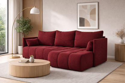 Corner Sofa Bed NESSA Ruby Red