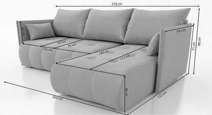 Corner Sofa Bed NESSA Aubergine