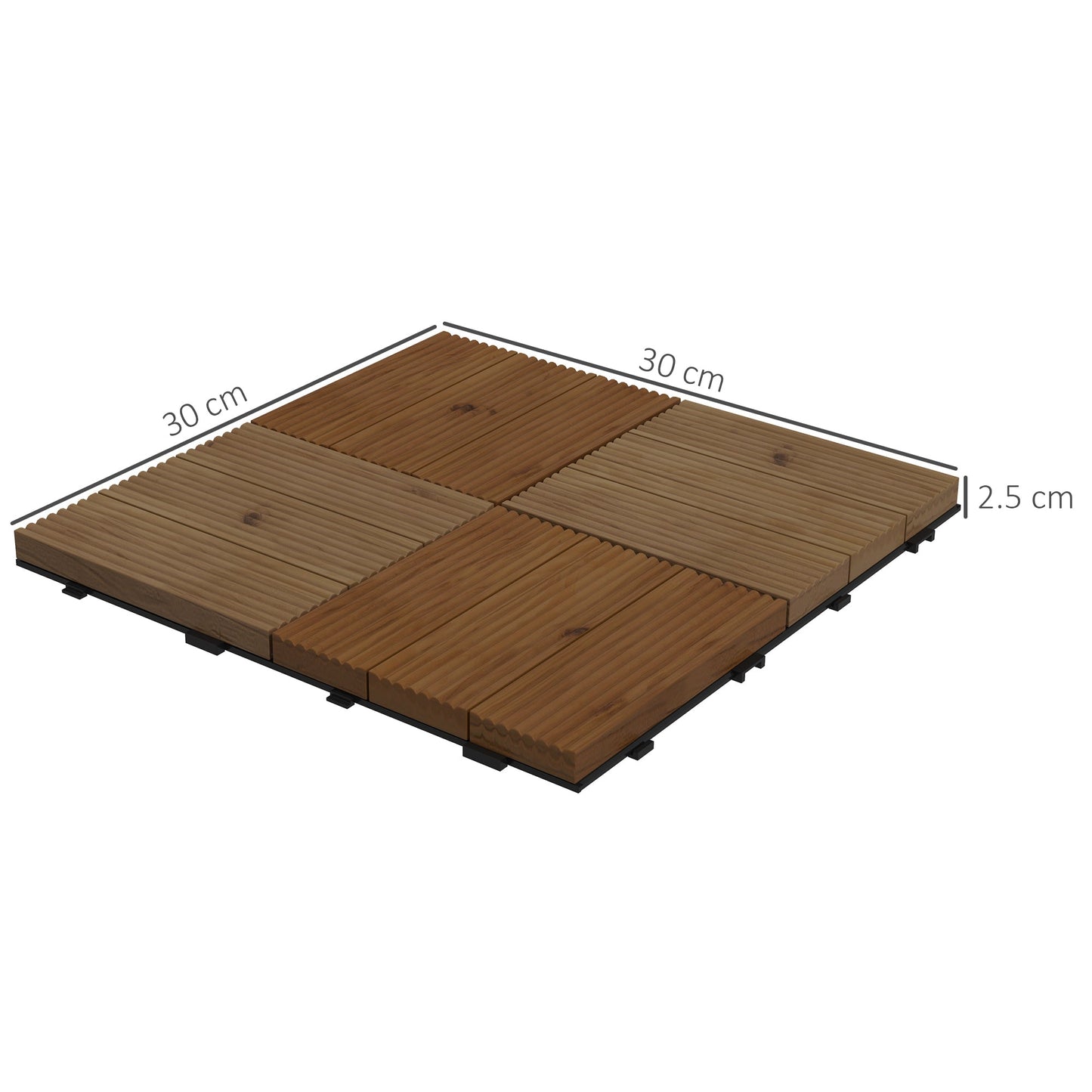 Outsunny 9 Pcs Garden Decking Tiles Wooden Outdoor Flooring Tiles for Patio, Balcony, Terrace, Hot Tub, Brown