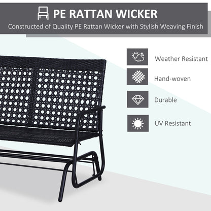 Outsunny 2 مقاعد Wicker Glider Bench Chair كرسي هزاز في الهواء الطلق فناء حديقة كرسي عالي الظهر