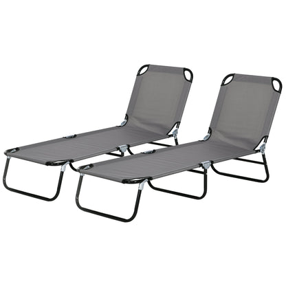 Outsunny Garden Sun Lounger, with Five-Position Back - Grey