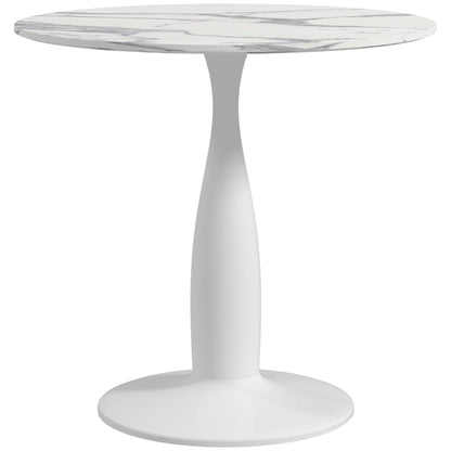 Round Dining Table, Modern Dining Room Table with Steel Base, Non-slip Foot Pad, Space Saving Small Dining Table