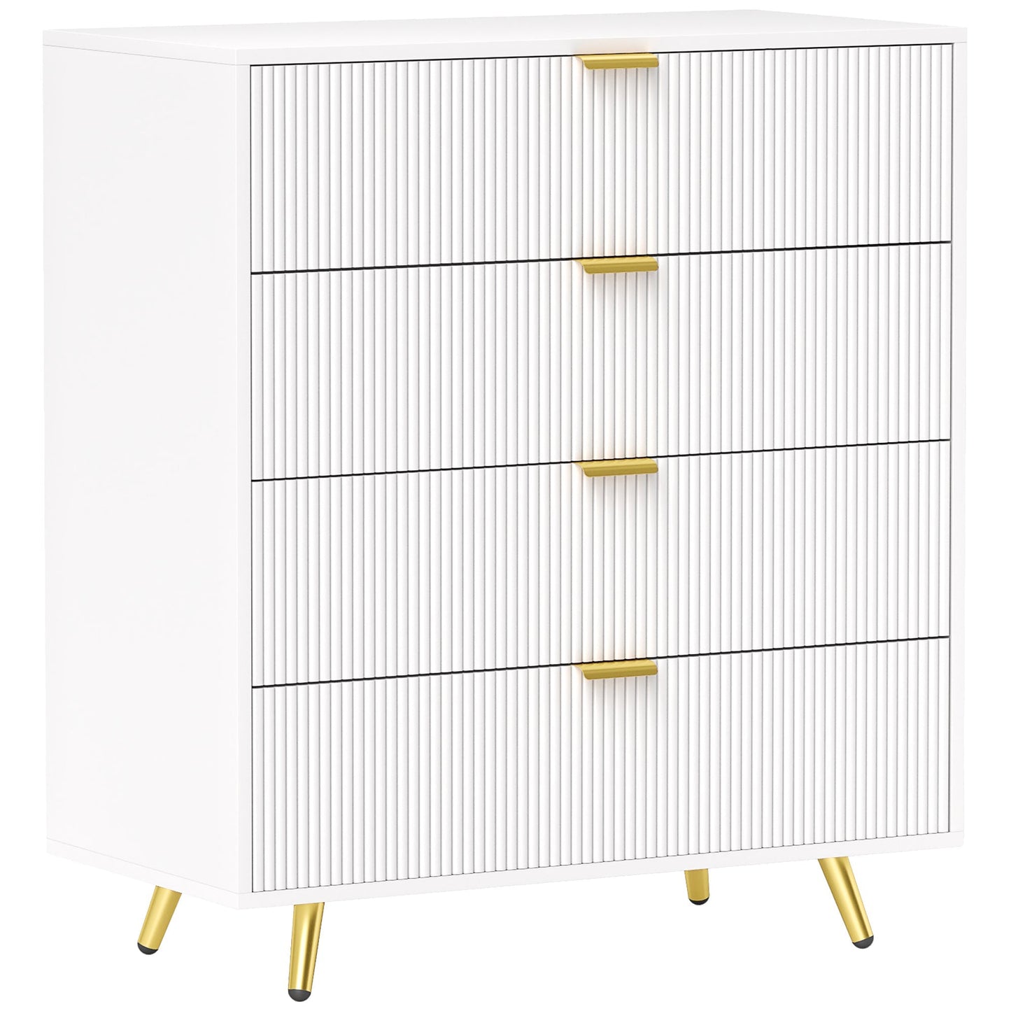 HOMCOM Elegant Four-Drawer Bedside Table - White