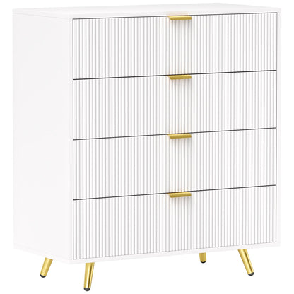 HOMCOM Elegant Four-Drawer Bedside Table - White